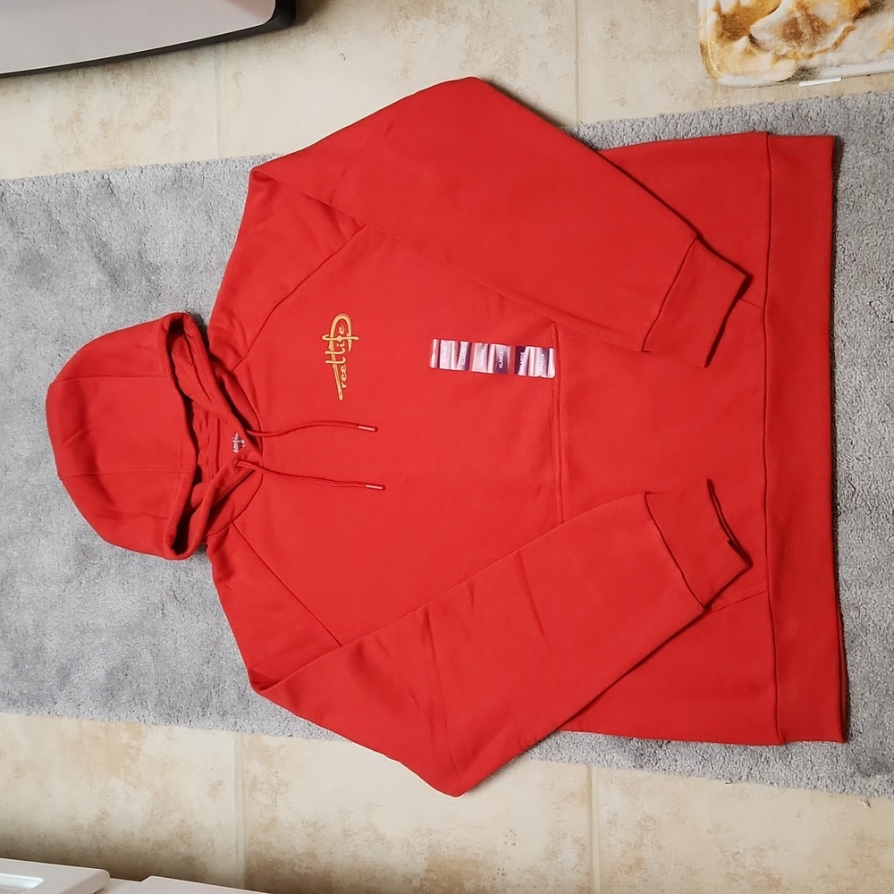 Reel Life Sweatshirt Hoodie Red XL Fisherman Graphic on Back - Picture 3 of 11
